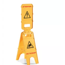 Panneau de signalisation “attention sol glissant” à trois parties