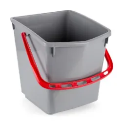Seau 15 lt gris avec anse rouge FILMOP