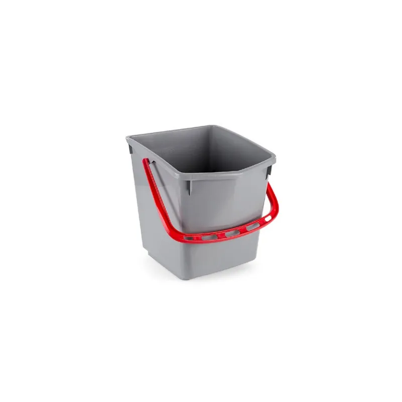 Seau 15 lt gris avec anse rouge FILMOP
