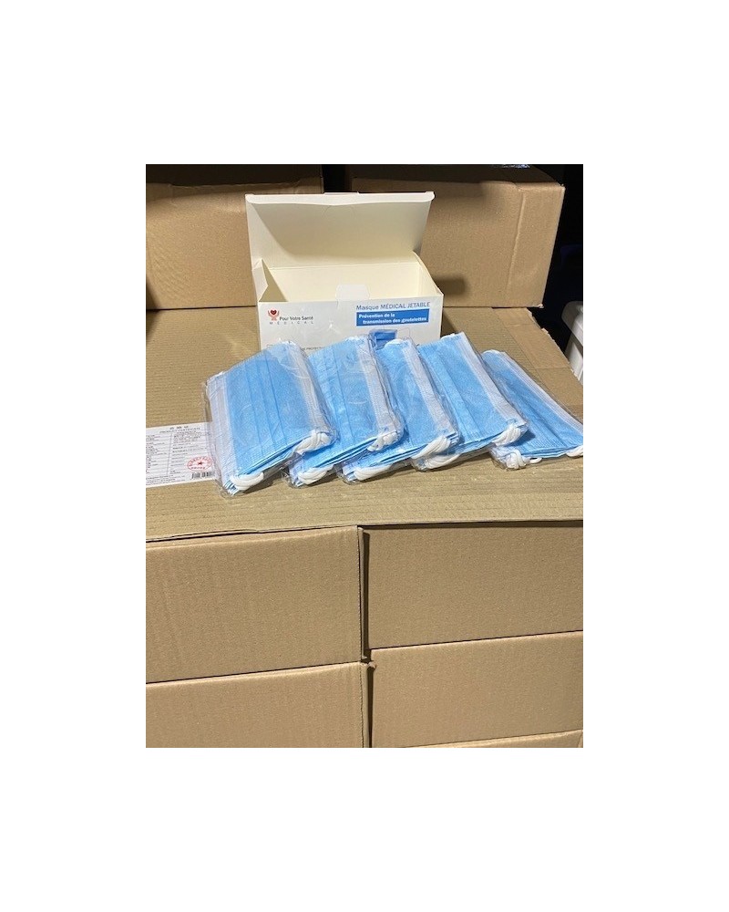 Skapnet 50 Masques filtrant chirurgical normalisé 3 plis bleu | Non...