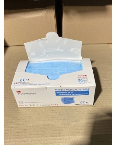 Skapnet 50 Masques filtrant chirurgical normalisé 3 plis bleu | Non...