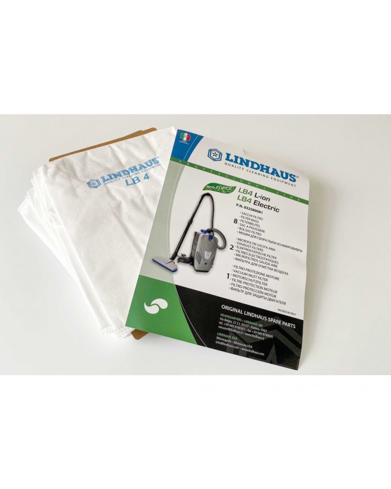 Skapnet SAC LB4 L-ion LINDHAUS (x8) + filtres (8 Sacs + 2 Filtres E...