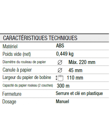 Skapnet Distributeur Papier Hygienique 300 m. 100% Plastique Recycl...