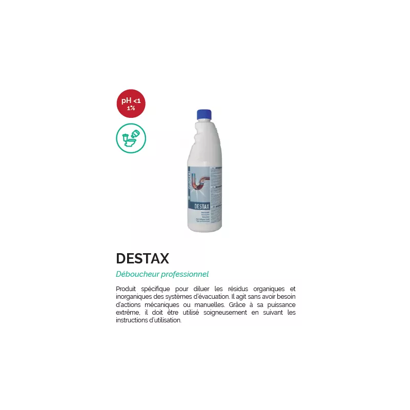 Skapnet DESTAX 1 lts DESTAX 1 lts. Déboucheur professionnel Skapnet DESTAX 1 lts DESTAX 1 lts. Déboucheur professionnel