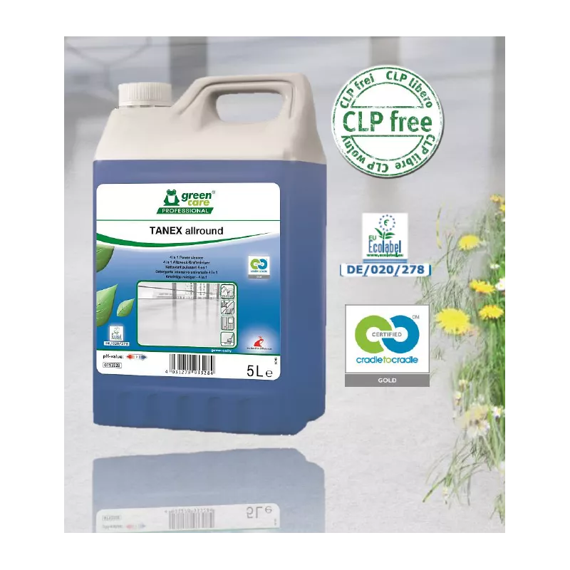 Détergent dégraissant 4 en 1 Ecolabel TANEX ALLROUND - Bidon de 5L