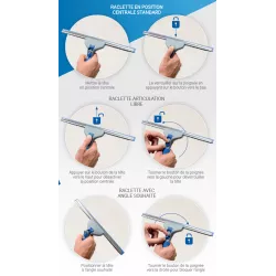 Raclette vitre complète Articulée GLOSS-W Prime 25 cm Uni-Connect