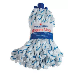 DREAM MOP faubert en microfibre blanche & bleue fils bouclés