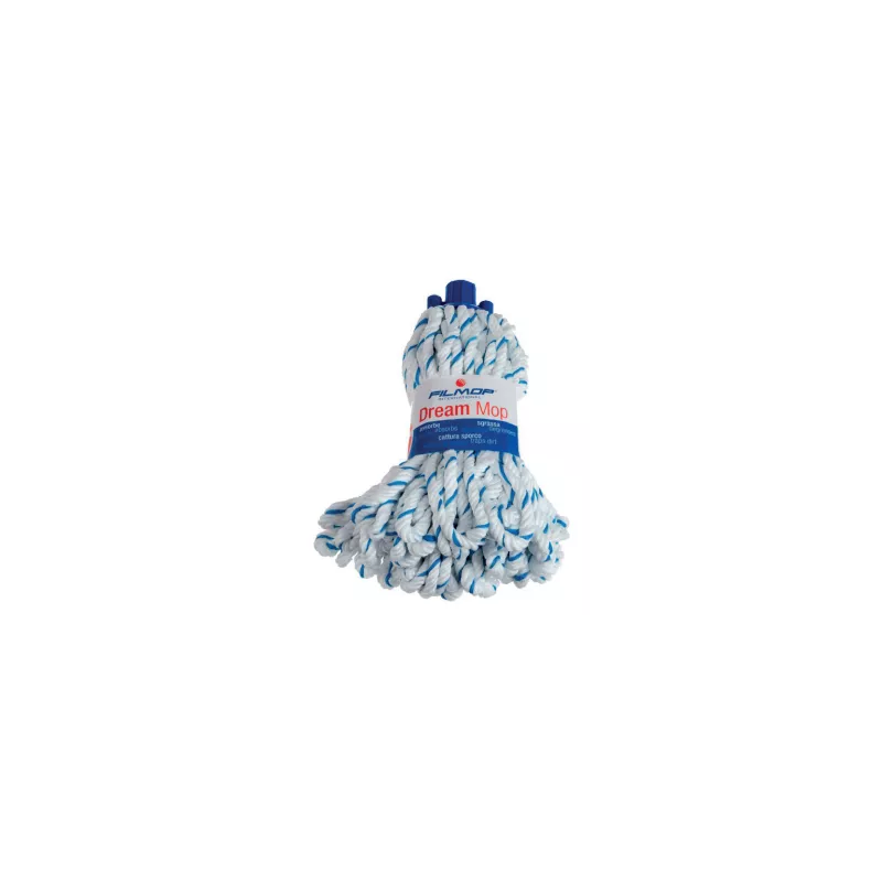 DREAM MOP faubert en microfibre blanche & bleue fils bouclés