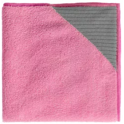 DUAL-T - lavette multiusage en microfibre rose avec angle grattant