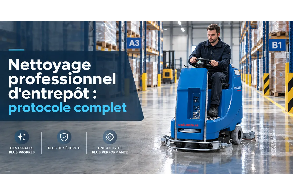 Nettoyage professionnel d'entrepôt : protocole & matériel